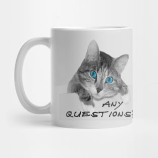 Any Questions? Cute Blue Eyes Cat Mug